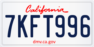 CA license plate 7KFT996