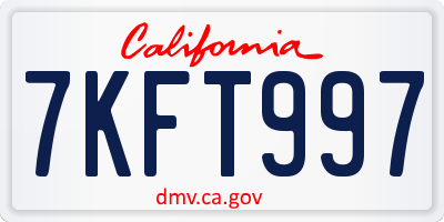 CA license plate 7KFT997