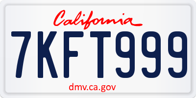 CA license plate 7KFT999