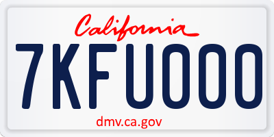 CA license plate 7KFU000
