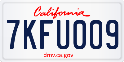 CA license plate 7KFU009