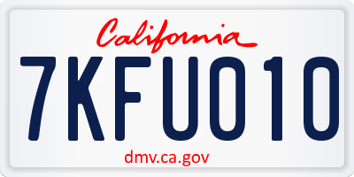 CA license plate 7KFU010