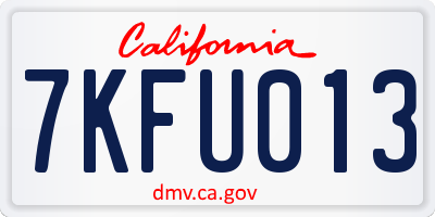 CA license plate 7KFU013