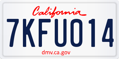 CA license plate 7KFU014