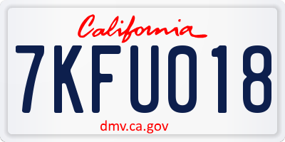 CA license plate 7KFU018