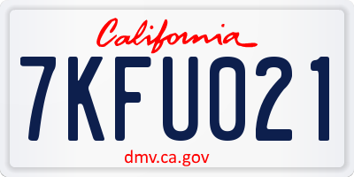 CA license plate 7KFU021