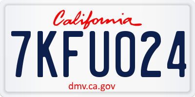 CA license plate 7KFU024