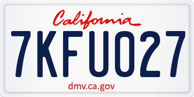 CA license plate 7KFU027