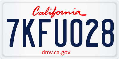 CA license plate 7KFU028