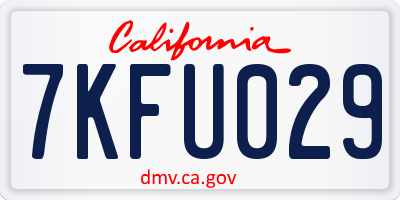 CA license plate 7KFU029