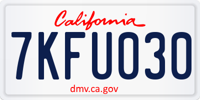 CA license plate 7KFU030