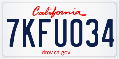 CA license plate 7KFU034