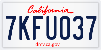 CA license plate 7KFU037