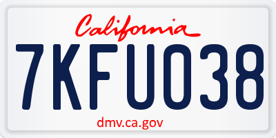 CA license plate 7KFU038