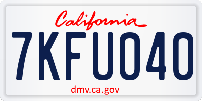 CA license plate 7KFU040