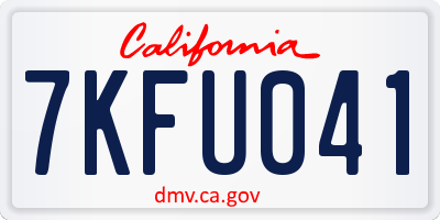 CA license plate 7KFU041
