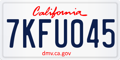 CA license plate 7KFU045