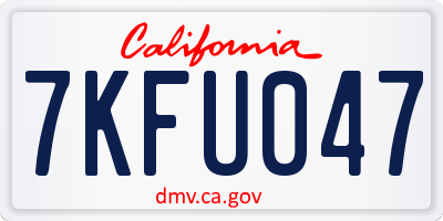 CA license plate 7KFU047