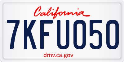 CA license plate 7KFU050