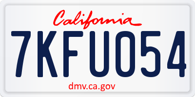 CA license plate 7KFU054
