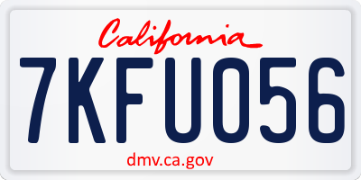 CA license plate 7KFU056