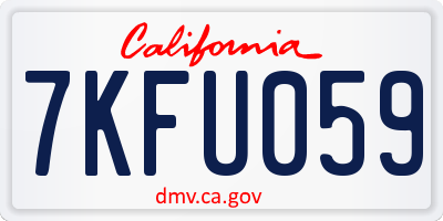 CA license plate 7KFU059