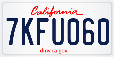 CA license plate 7KFU060