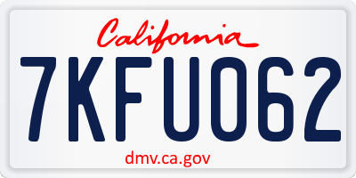CA license plate 7KFU062