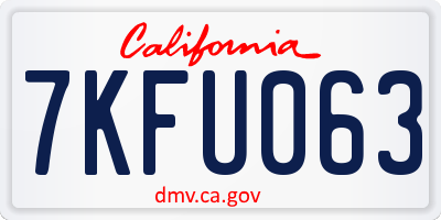 CA license plate 7KFU063