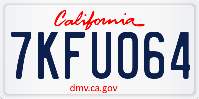 CA license plate 7KFU064