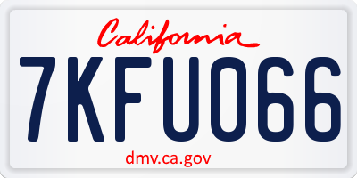 CA license plate 7KFU066