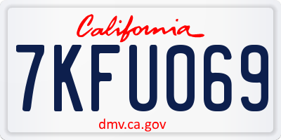 CA license plate 7KFU069