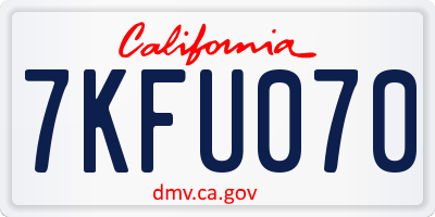 CA license plate 7KFU070