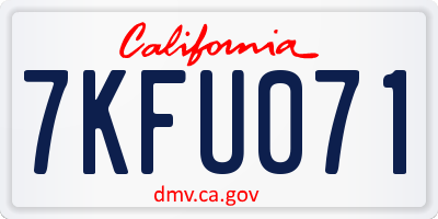 CA license plate 7KFU071