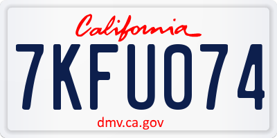 CA license plate 7KFU074