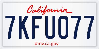 CA license plate 7KFU077