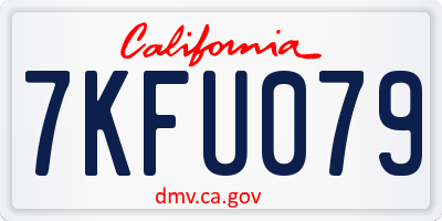 CA license plate 7KFU079