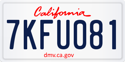 CA license plate 7KFU081
