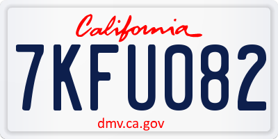 CA license plate 7KFU082