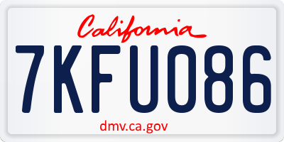 CA license plate 7KFU086