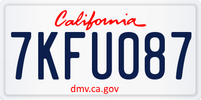 CA license plate 7KFU087