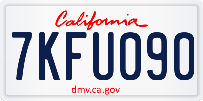 CA license plate 7KFU090