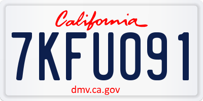 CA license plate 7KFU091