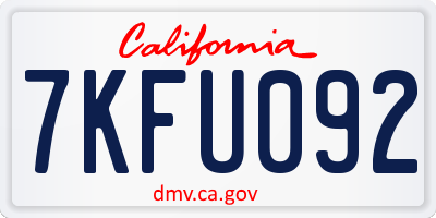 CA license plate 7KFU092