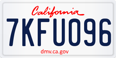 CA license plate 7KFU096