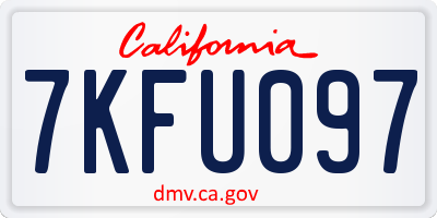 CA license plate 7KFU097