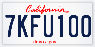 CA license plate 7KFU100