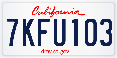 CA license plate 7KFU103