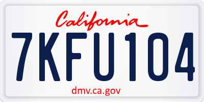 CA license plate 7KFU104