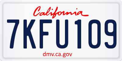 CA license plate 7KFU109